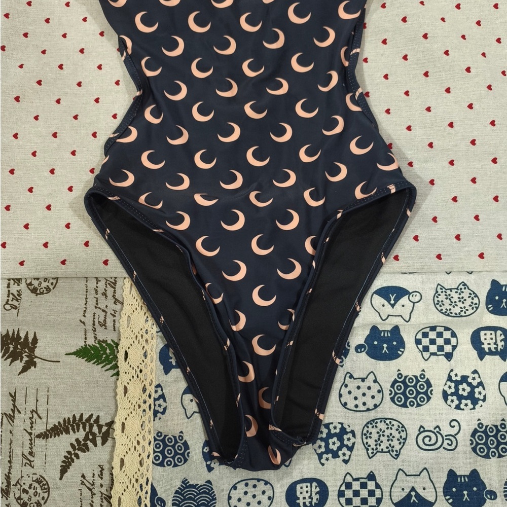 Marine Serre Navy Crescent Moon One-Piece Swimsuit - Picture 4 of 7